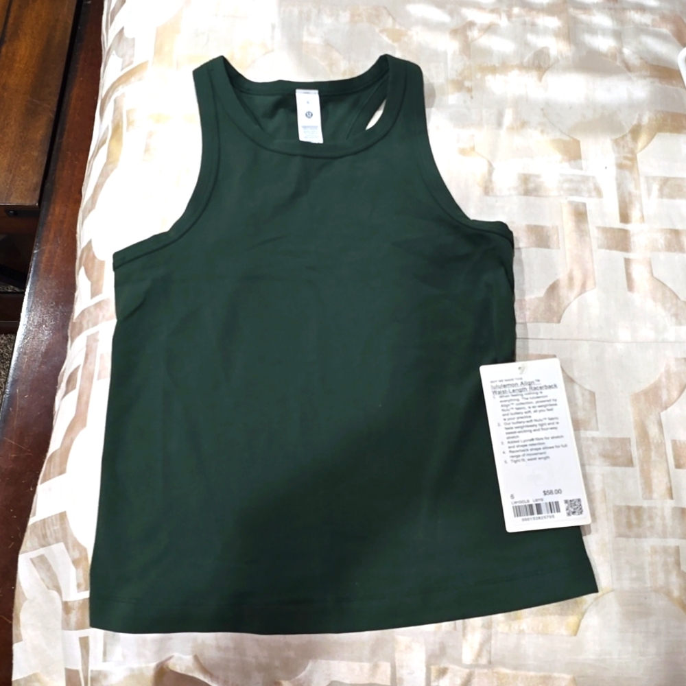 Lululemon Align Waist length Racerback Legacy Green size 6